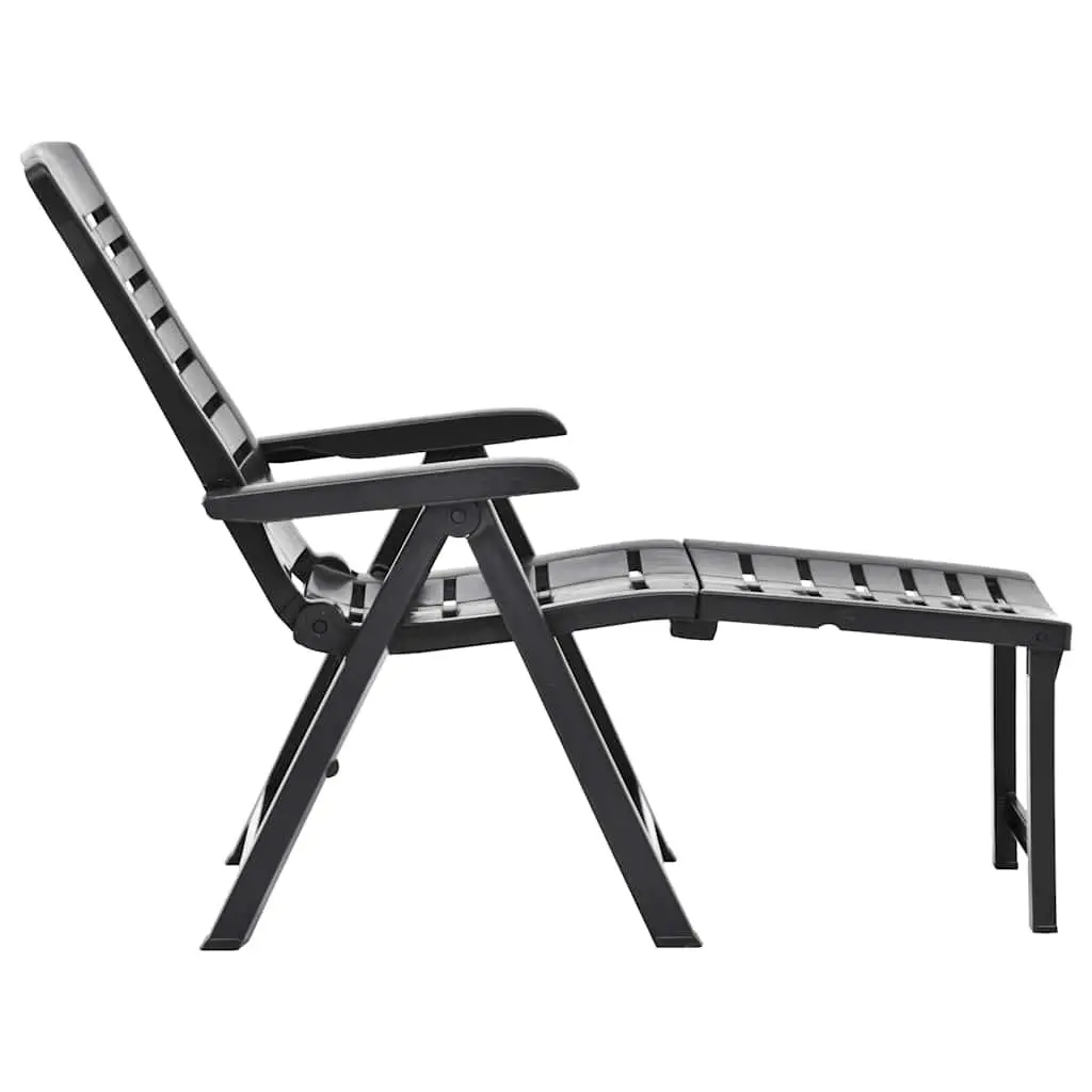 Folding Lounger Lightweight Plastic Adjustable Backrest Portable Outdoor Garden Patio Anthracite