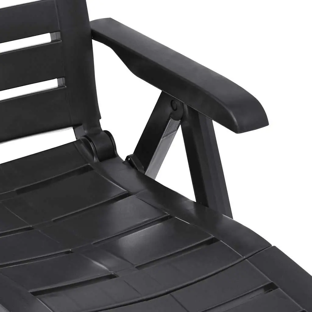 Folding Lounger Lightweight Plastic Adjustable Backrest Portable Outdoor Garden Patio Anthracite