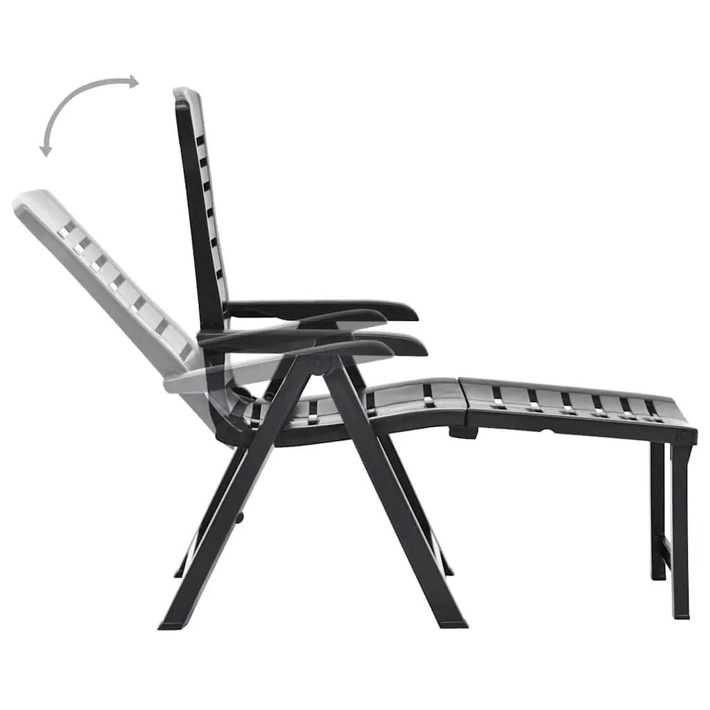 Folding Lounger Lightweight Plastic Adjustable Backrest Portable Outdoor Garden Patio Anthracite