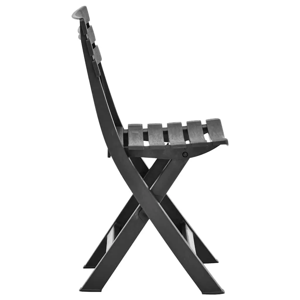 Weather Resistant Folding Chairs Plastic Outdoor Anthracite 2 Piece Set
