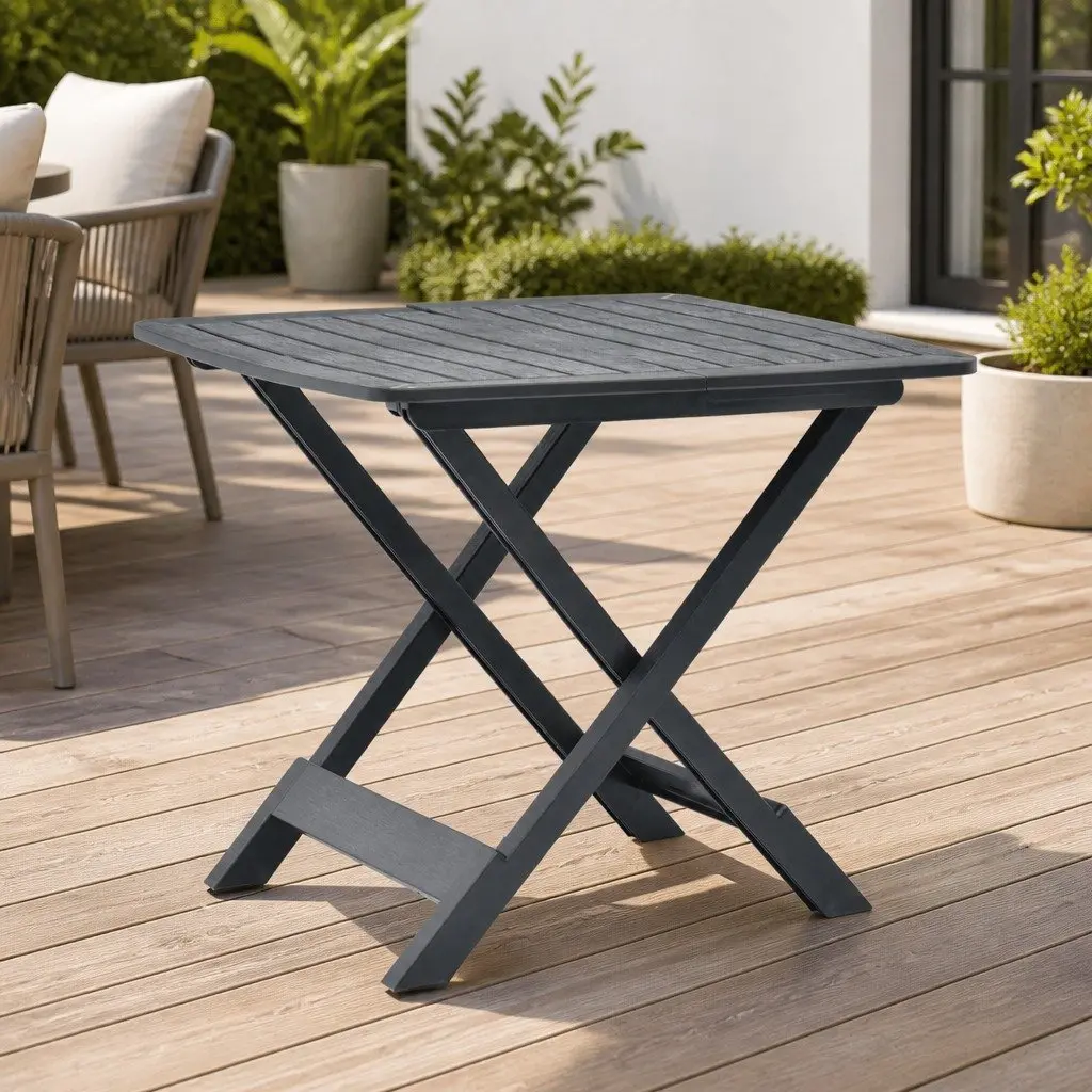 Folding Garden Table Weather-Resistant Plastic 79 x 72 x 70 cm Anthracite