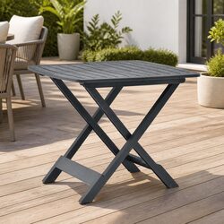 Folding Garden Table Anthracite Outdoor Patio Furniture Slatted Design Space
