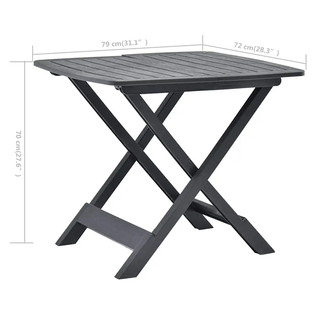 Folding Garden Table Weather-Resistant Plastic 79 x 72 x 70 cm Anthracite