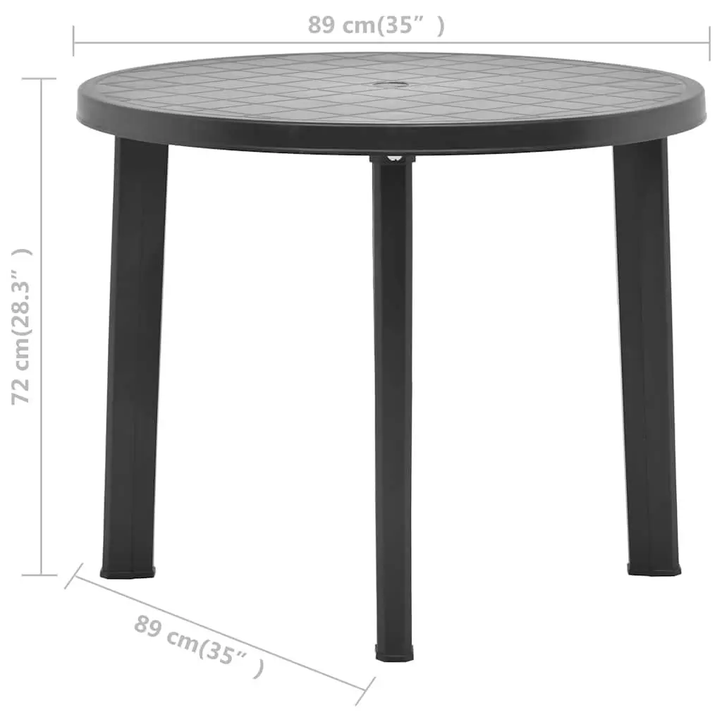 Garden Table 89cm Outdoor Patio Dining Furniture Anthracite Plastic Weather