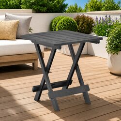 Space-Saving Anthracite Folding Garden Table for Small Patios