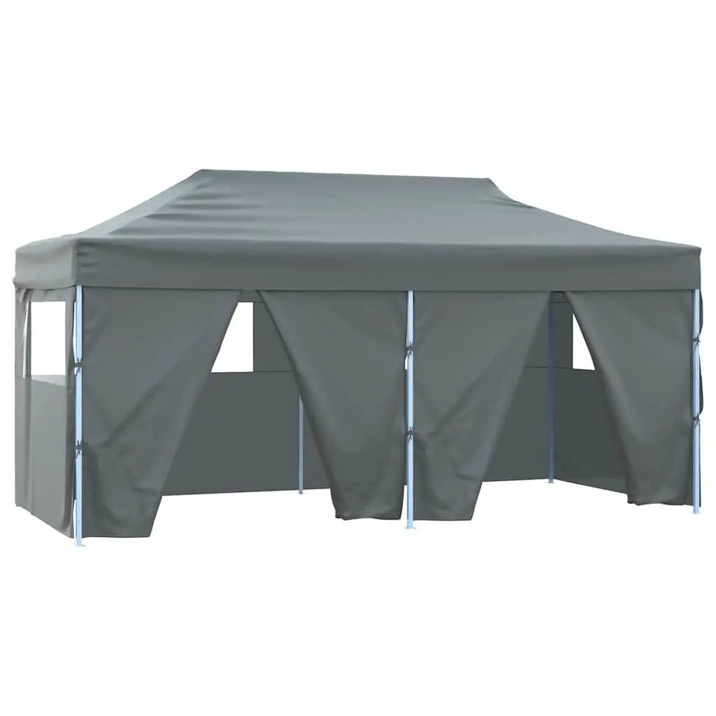 Folding Party Tent 3x6m UV Water Resistant Roof Steel Frame Anthracite with 4 Sidewalls