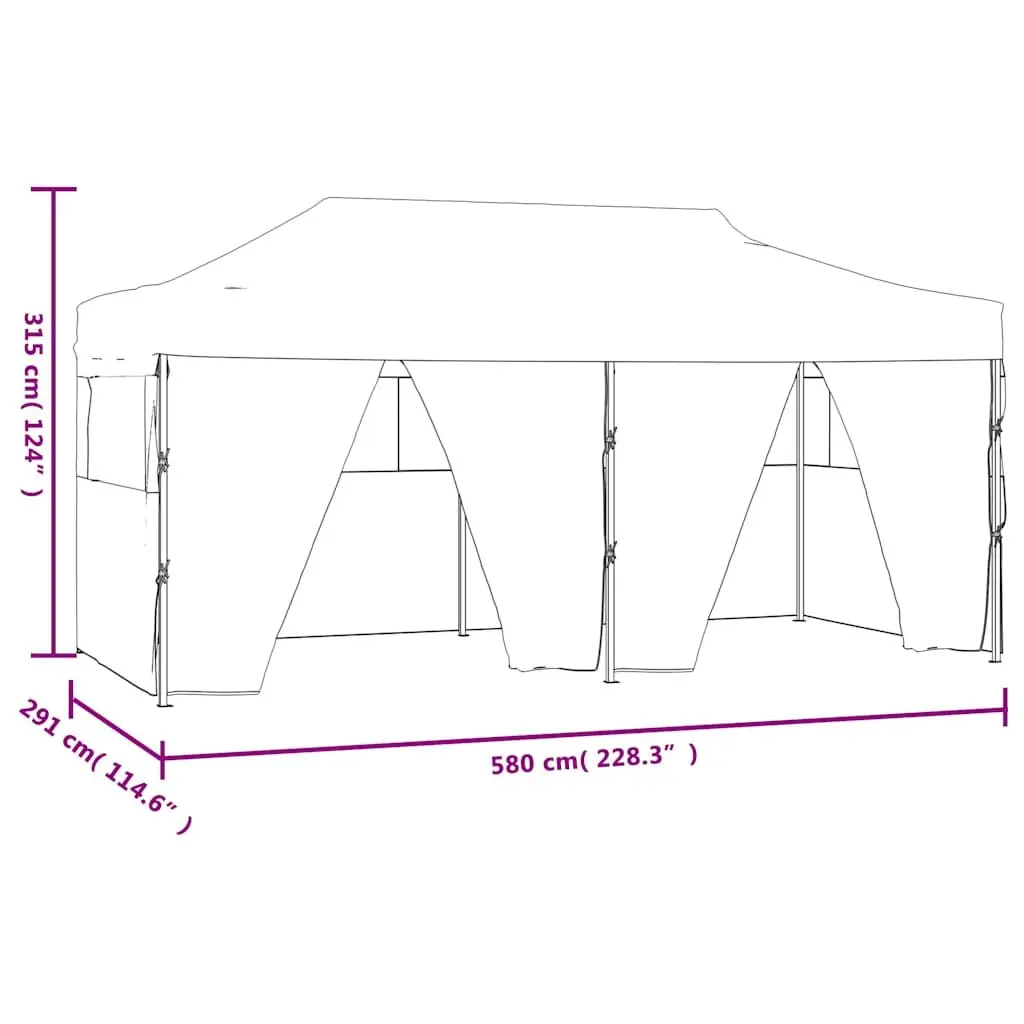 Folding Party Tent 3x6m UV Water Resistant Roof Steel Frame Anthracite with 4 Sidewalls