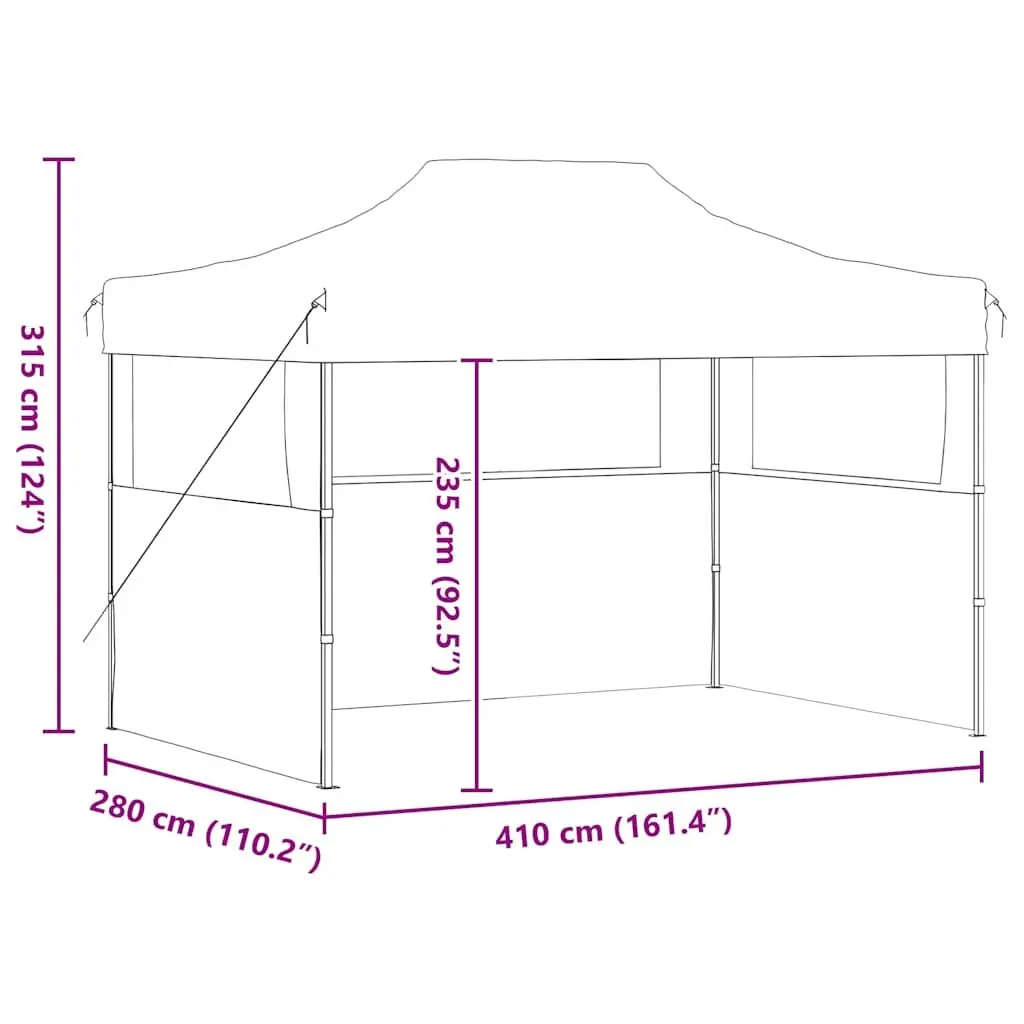 Folding Party Tent 3x4m UV Water Resistant Oxford Fabric Anthracite with 3 Sidewalls