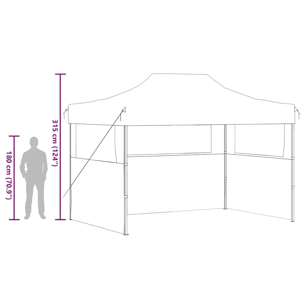 Folding Party Tent 3x4m UV Water Resistant Oxford Fabric Anthracite with 3 Sidewalls