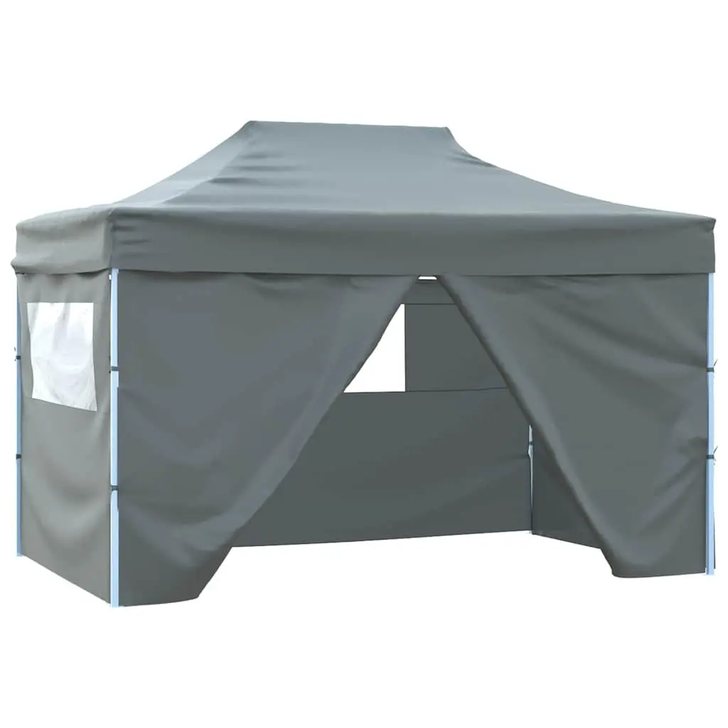 Folding Party Tent 3x4m Outdoor Canopy 4 Sidewalls UV Water Resistant Steel Frame Anthracite