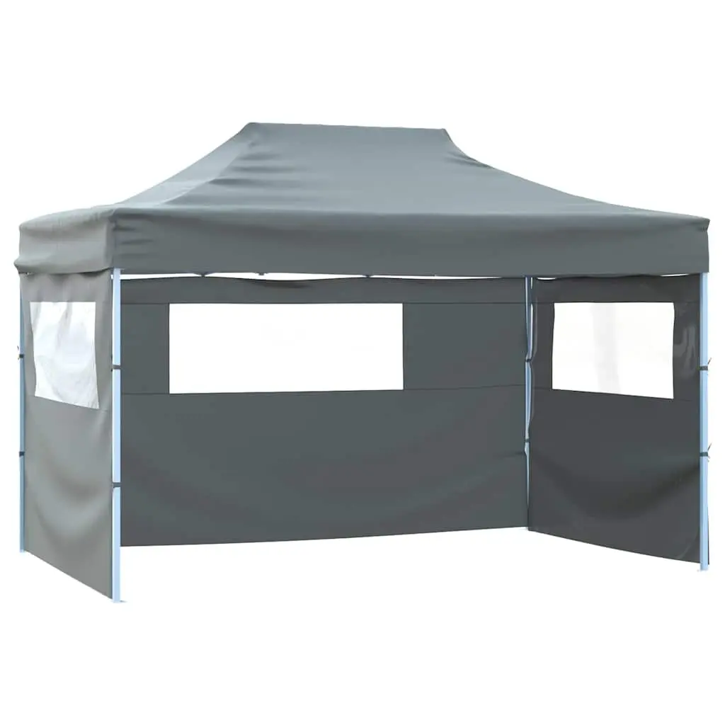 Folding Party Tent 3x4m Outdoor Canopy 4 Sidewalls UV Water Resistant Steel Frame Anthracite