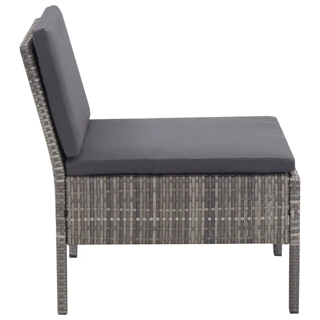 Modular Lounge Set Outdoor Furniture Grey Rattan 6 Piece with Cushions and Powder-Coated Steel Frame