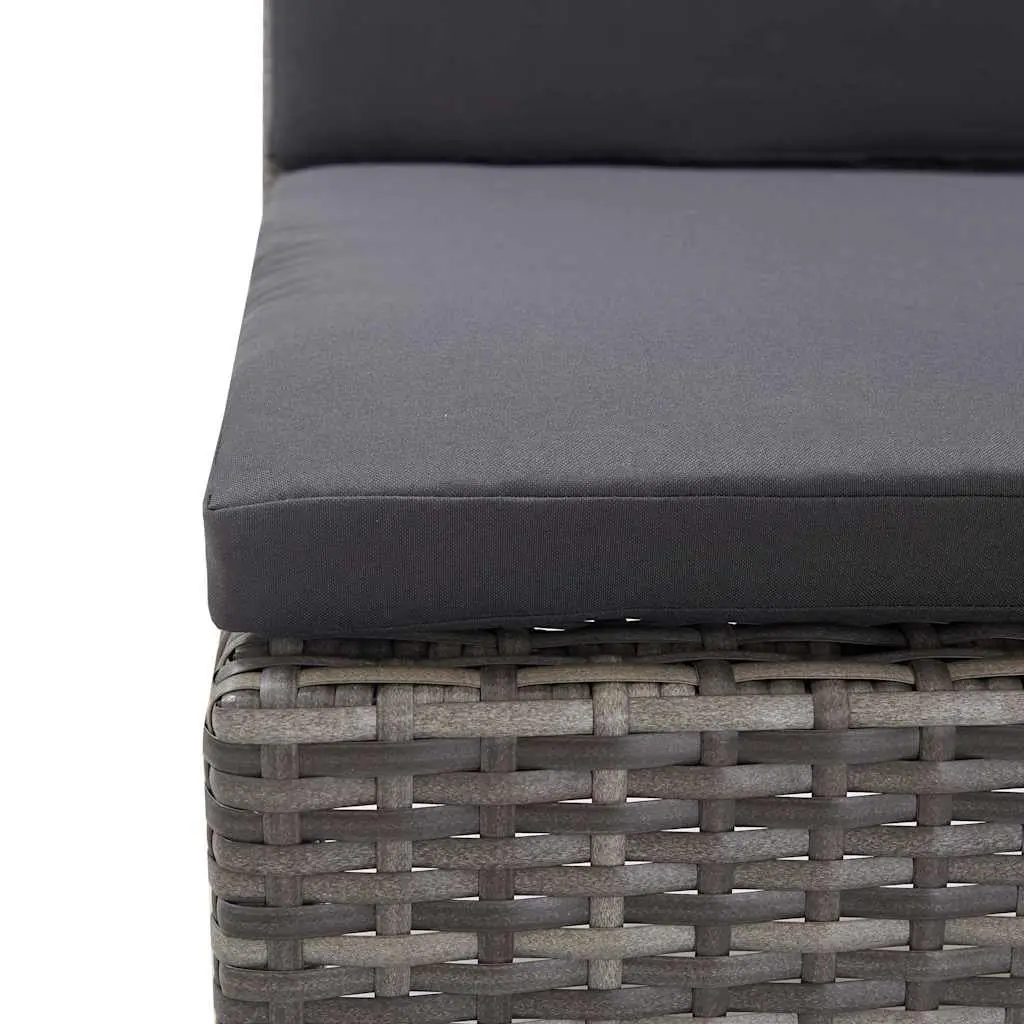 Modular Lounge Set Outdoor Furniture Grey Rattan 6 Piece with Cushions and Powder-Coated Steel Frame