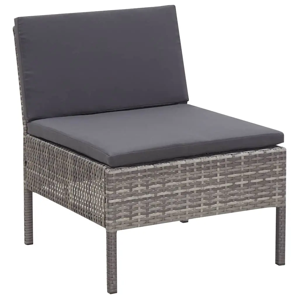 Modular Lounge Set Outdoor Furniture Grey Rattan 6 Piece with Cushions and Powder-Coated Steel Frame