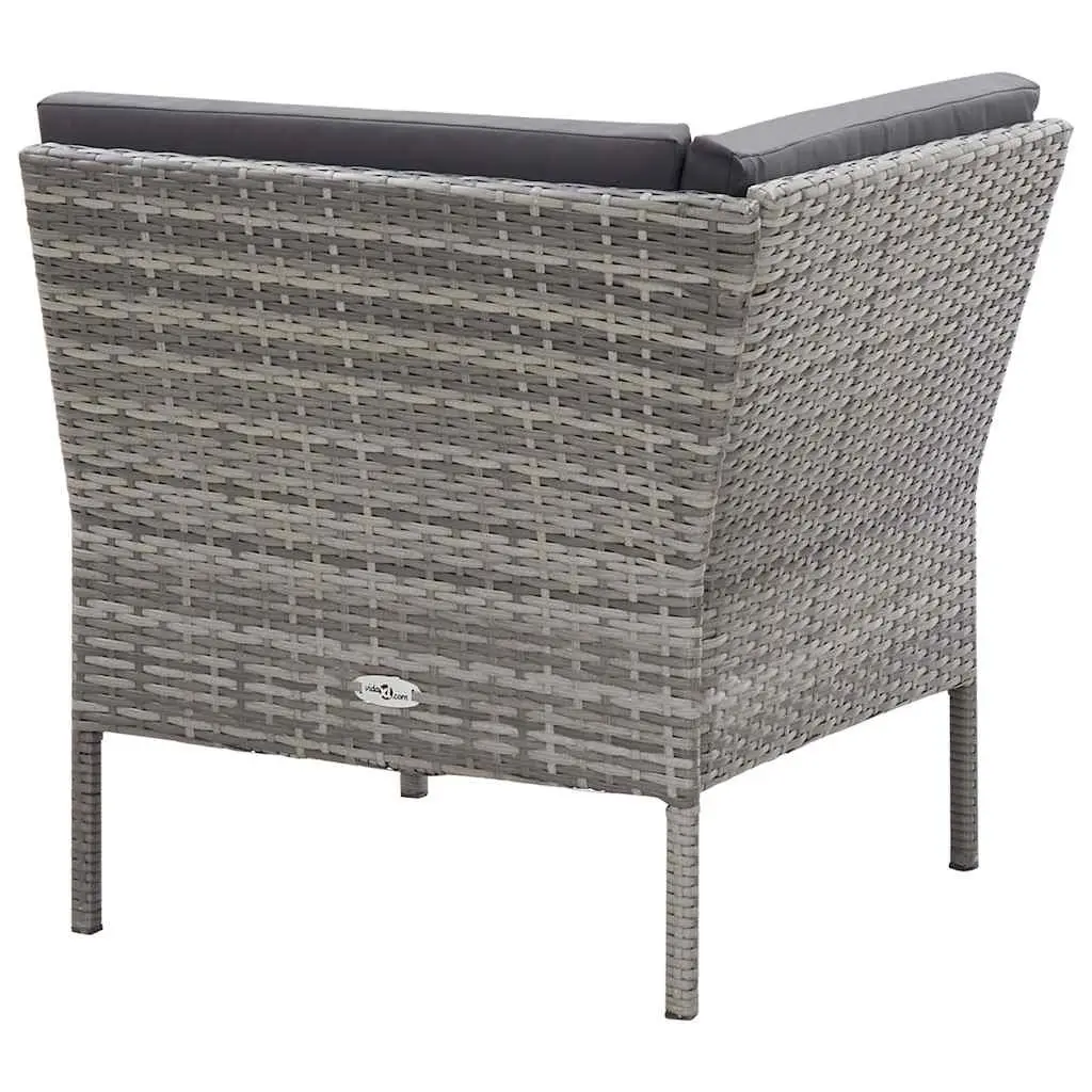 Modular Lounge Set Outdoor Furniture Grey Rattan 6 Piece with Cushions and Powder-Coated Steel Frame