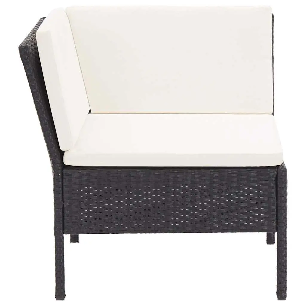 Garden Lounge Set Modular PE Rattan 6 Piece Outdoor Furniture Black