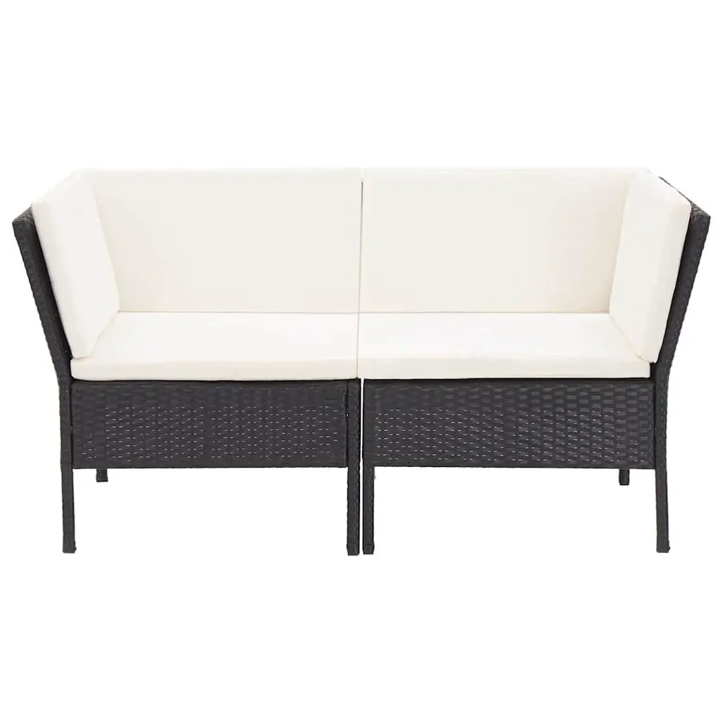 Garden Lounge Set Modular PE Rattan 6 Piece Outdoor Furniture Black