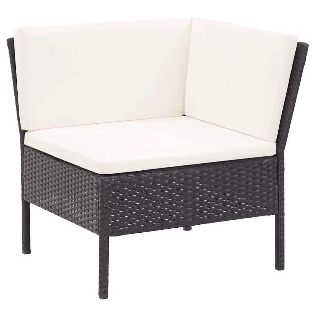 Garden Lounge Set Modular PE Rattan 6 Piece Outdoor Furniture Black