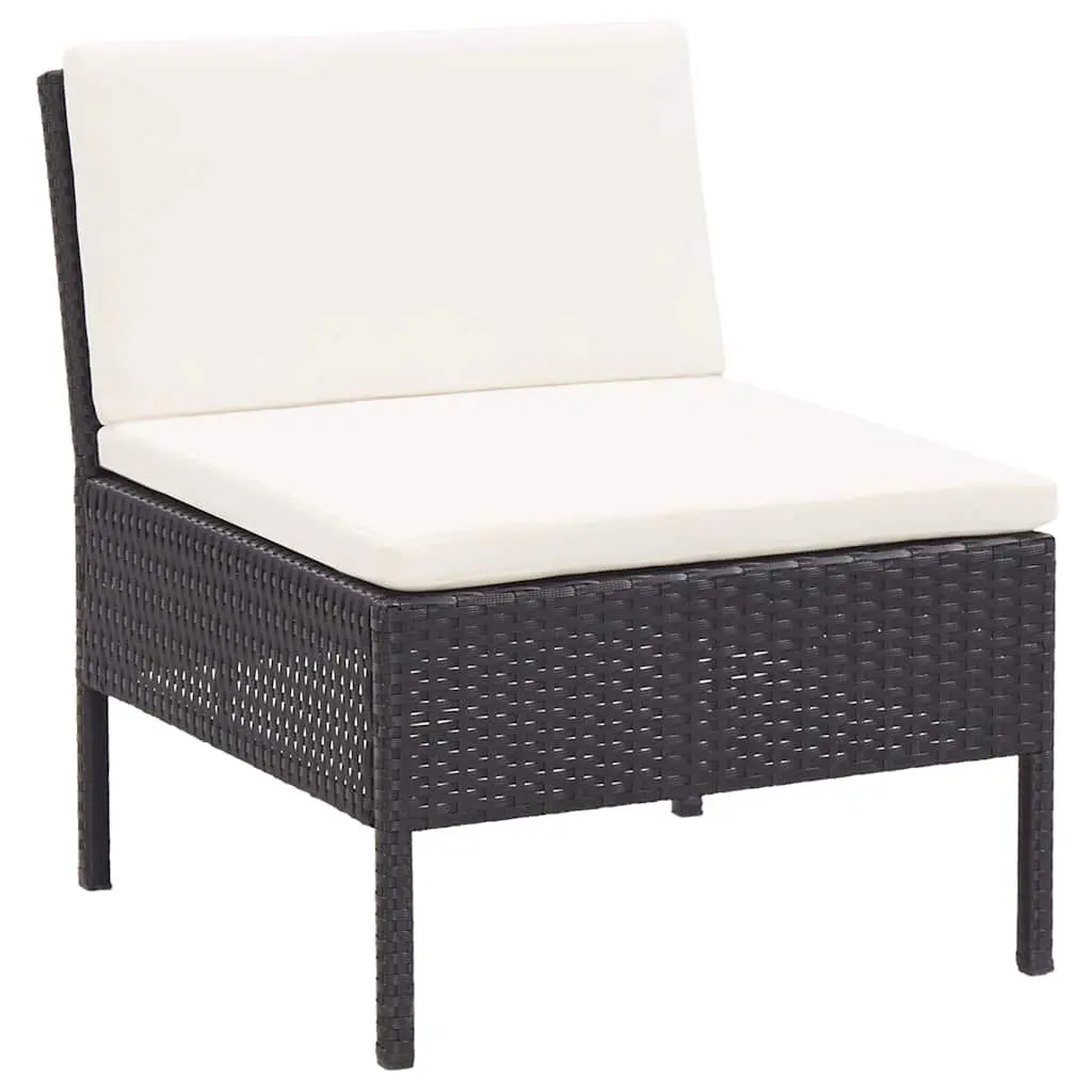 Garden Lounge Set Modular PE Rattan 6 Piece Outdoor Furniture Black