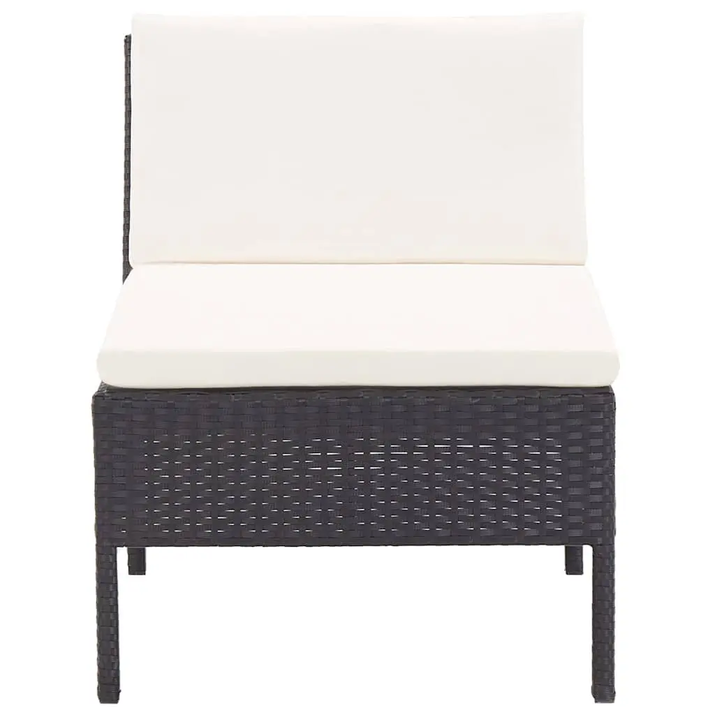 Garden Lounge Set Modular PE Rattan 6 Piece Outdoor Furniture Black