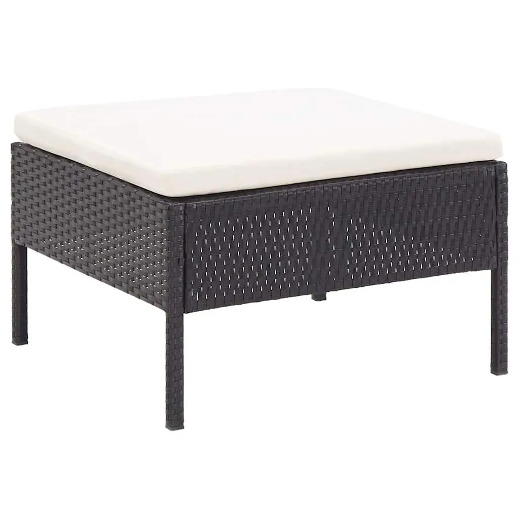 Garden Lounge Set Modular PE Rattan 6 Piece Outdoor Furniture Black