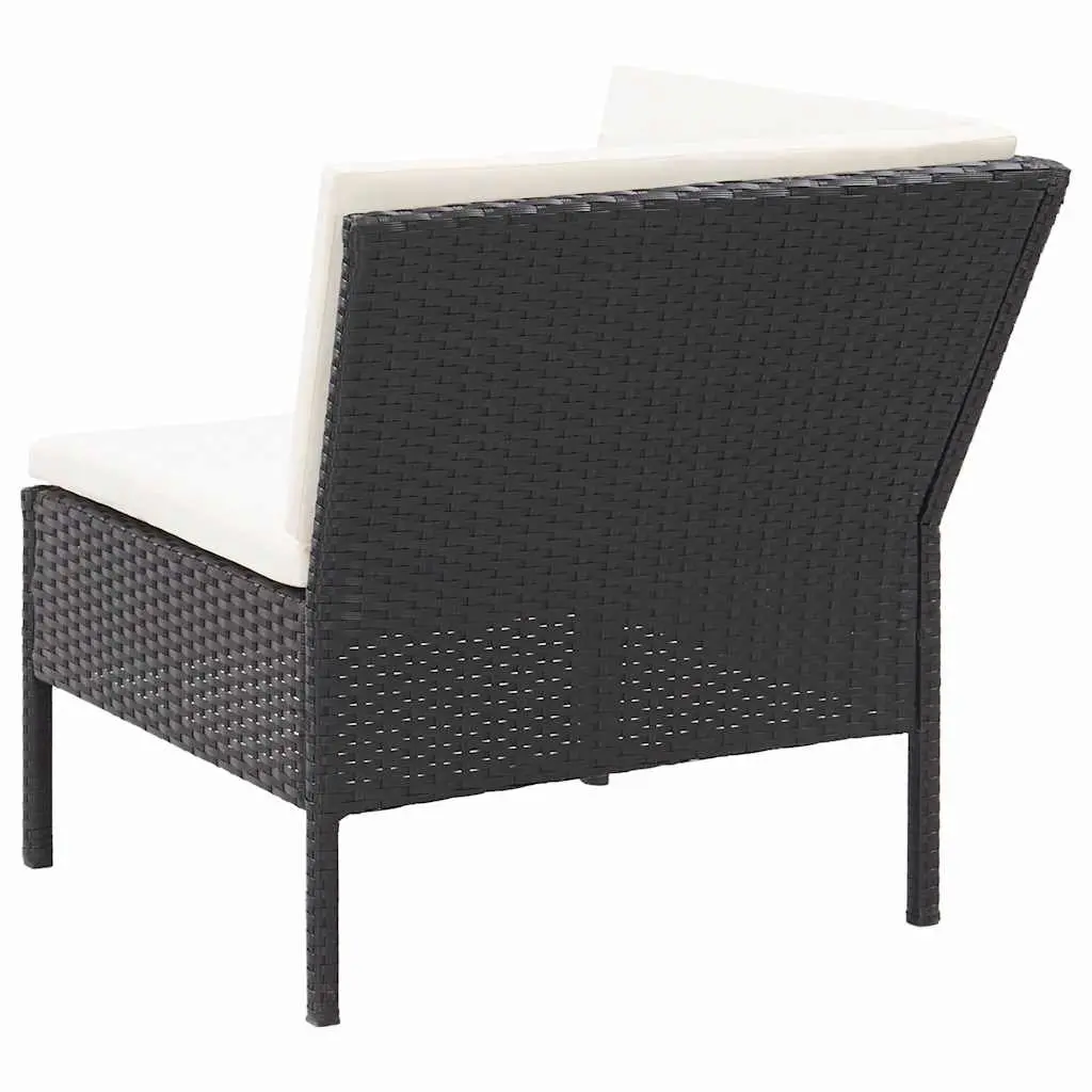 Garden Lounge Set Modular PE Rattan 6 Piece Outdoor Furniture Black