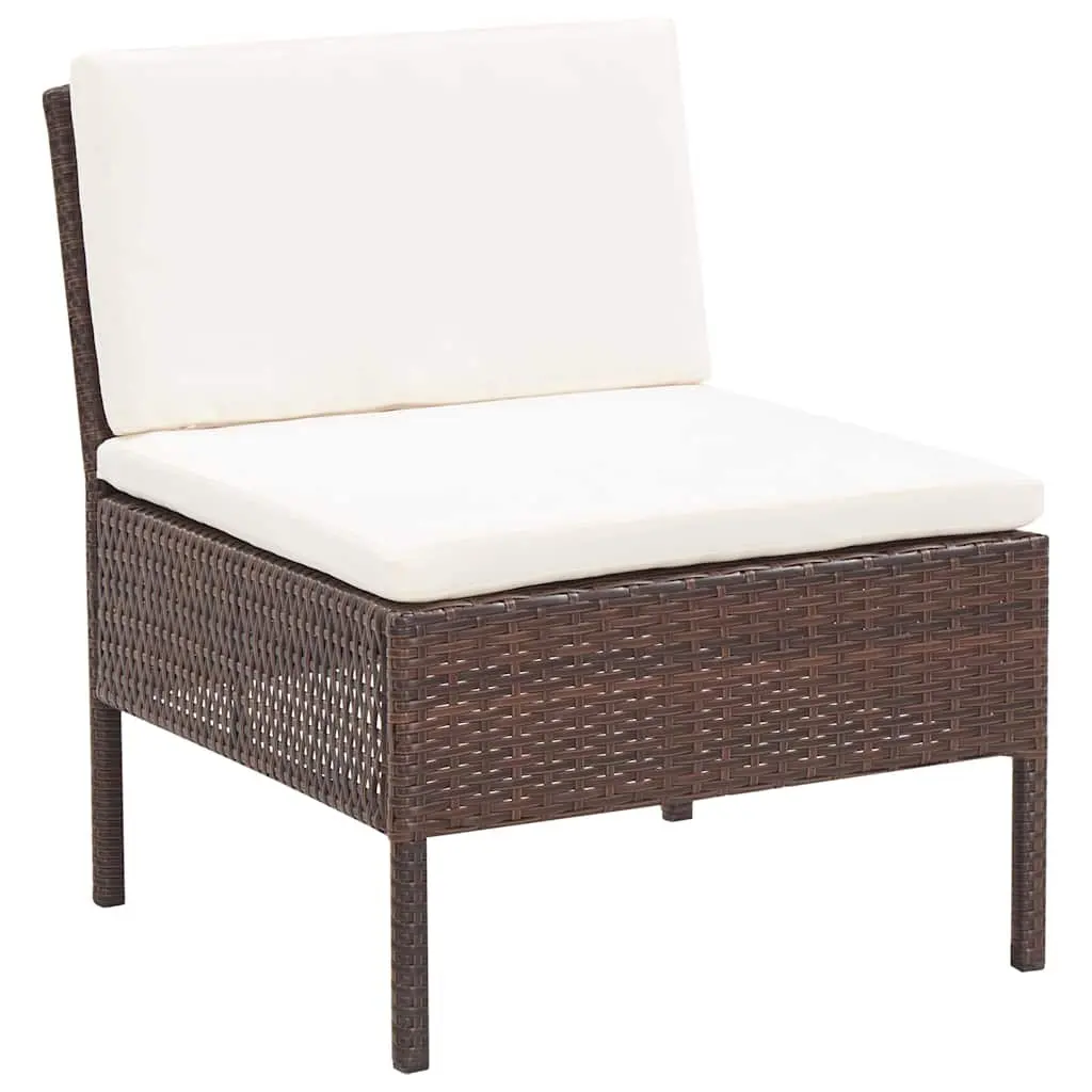 Garden Lounge Set PE Rattan Modular 3 Piece Outdoor Furniture Brown