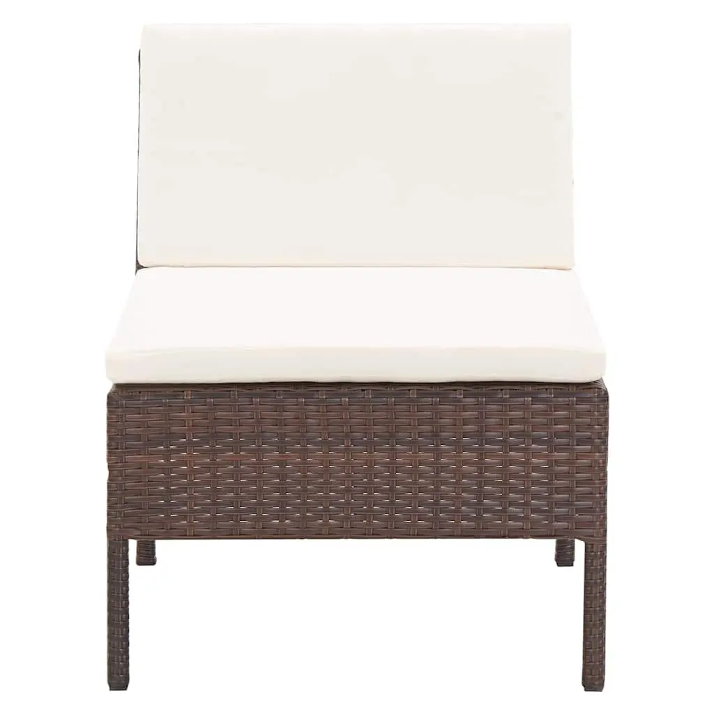 Garden Lounge Set PE Rattan Modular 3 Piece Outdoor Furniture Brown