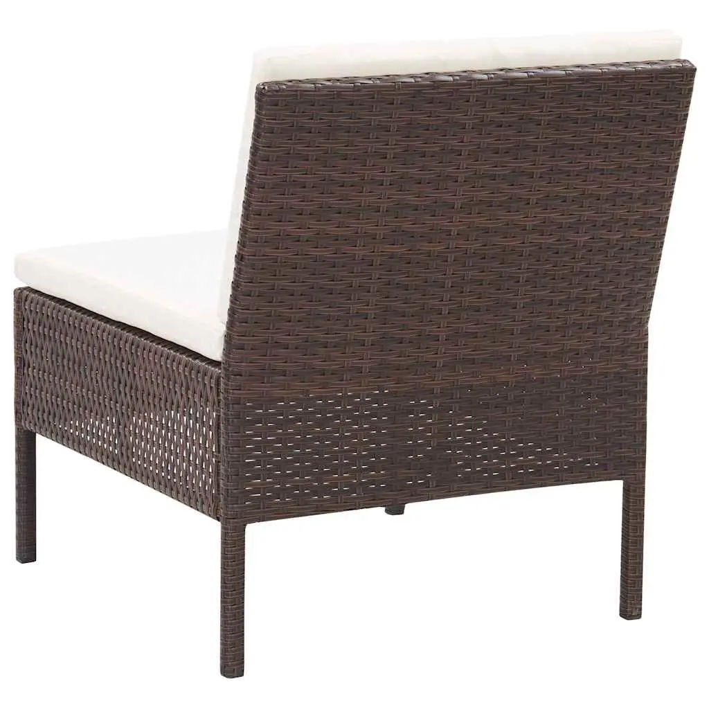 Garden Lounge Set PE Rattan Modular 3 Piece Outdoor Furniture Brown