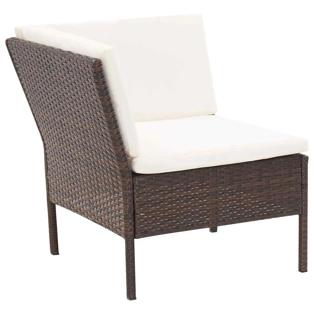 Garden Lounge Set PE Rattan Modular 3 Piece Outdoor Furniture Brown
