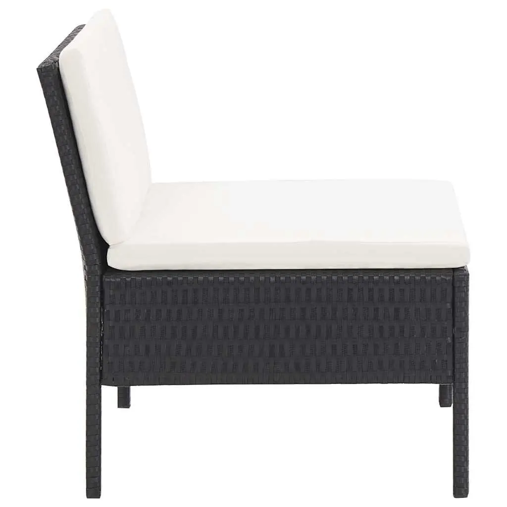 3 Piece Outdoor Lounge Set PE Rattan Black with Cushions