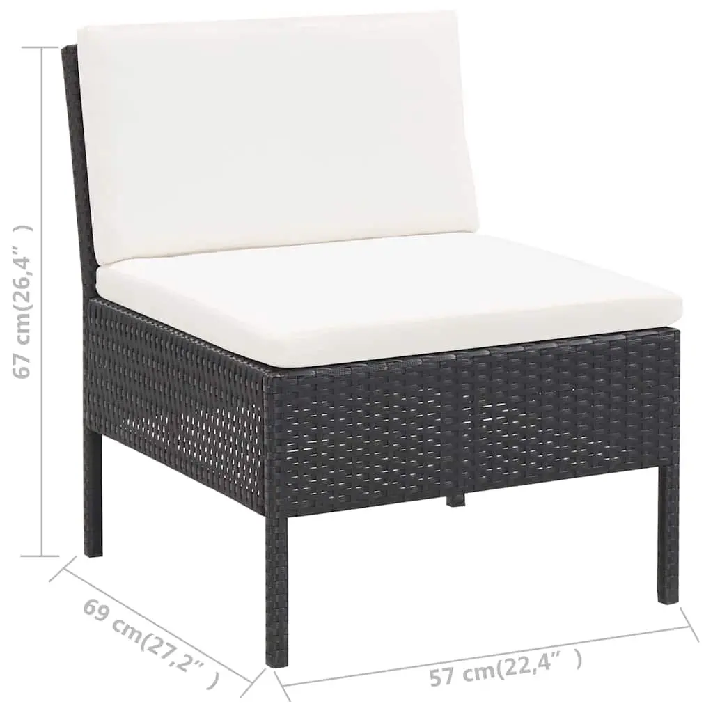 3 Piece Outdoor Lounge Set PE Rattan Black with Cushions