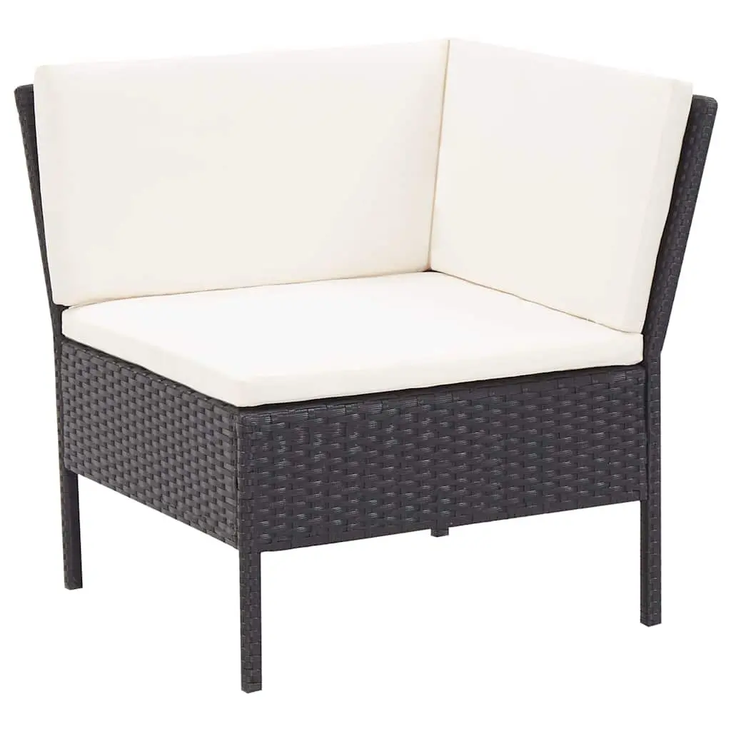 3 Piece Outdoor Lounge Set PE Rattan Black with Cushions