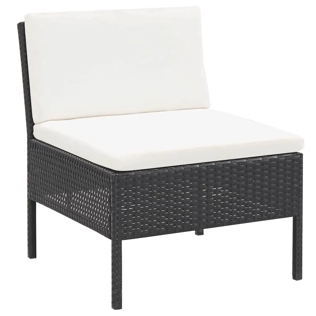 3 Piece Outdoor Lounge Set PE Rattan Black with Cushions