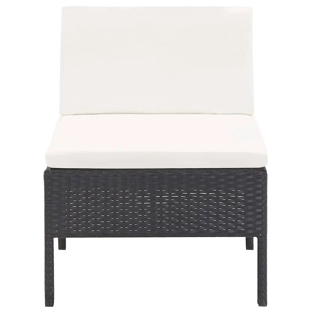 3 Piece Outdoor Lounge Set PE Rattan Black with Cushions