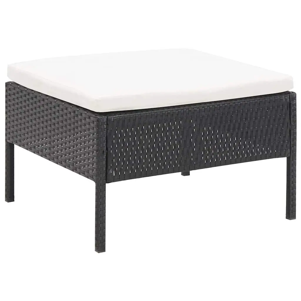 3 Piece Outdoor Lounge Set PE Rattan Black with Cushions
