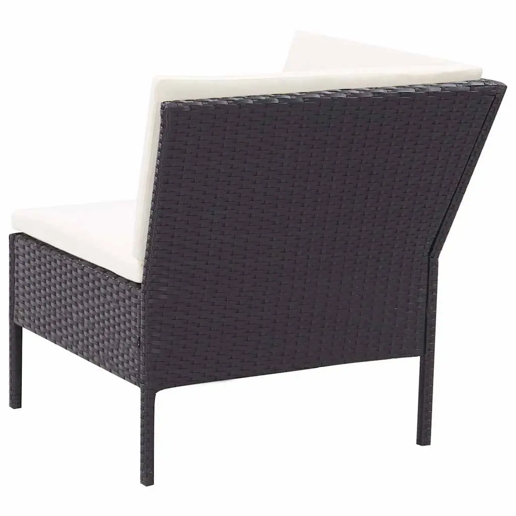 3 Piece Outdoor Lounge Set PE Rattan Black with Cushions