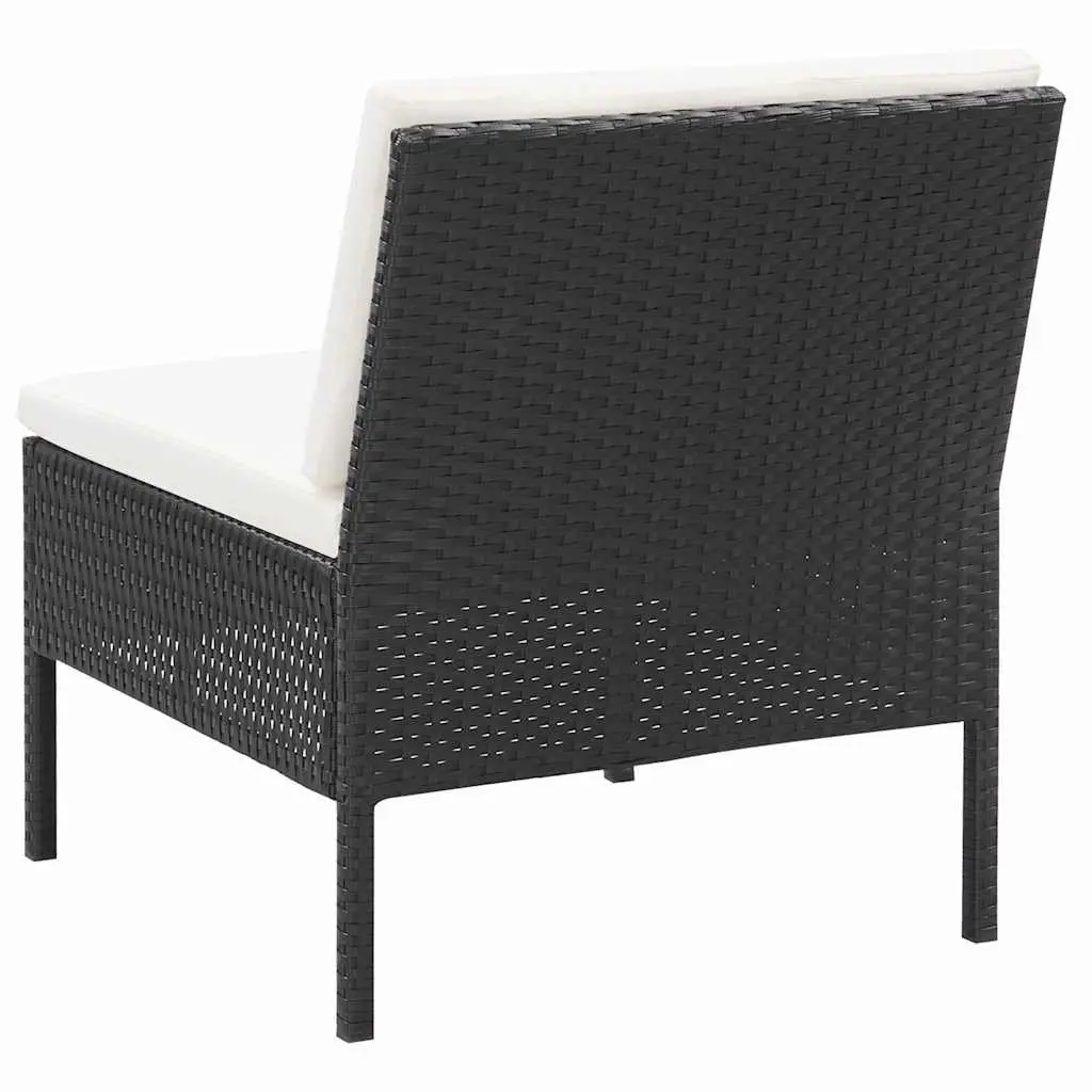 3 Piece Outdoor Lounge Set PE Rattan Black with Cushions