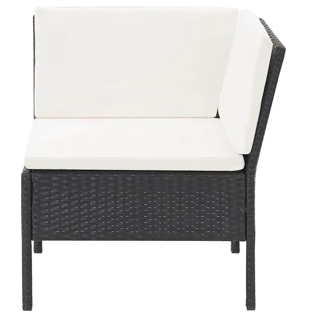 3 Piece Outdoor Lounge Set PE Rattan Black with Cushions