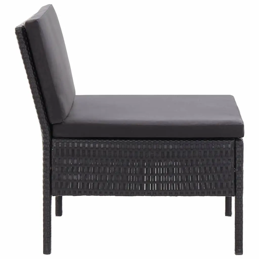Garden Lounge Set Modular PE Rattan 3 Piece Outdoor Furniture Black