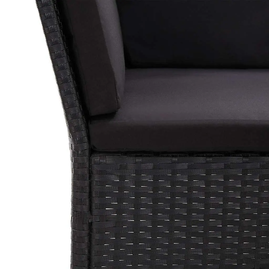 Garden Lounge Set Modular PE Rattan 3 Piece Outdoor Furniture Black