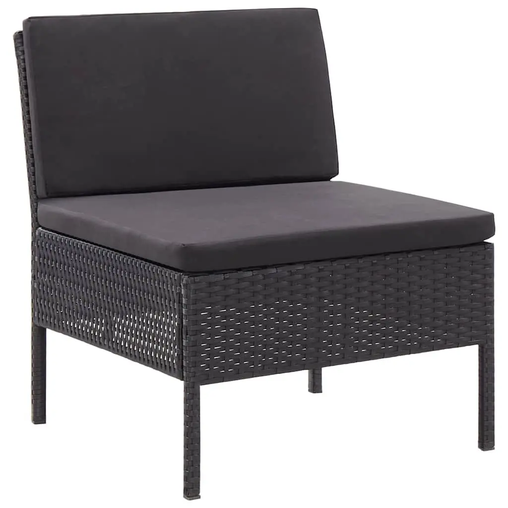 Garden Lounge Set Modular PE Rattan 3 Piece Outdoor Furniture Black