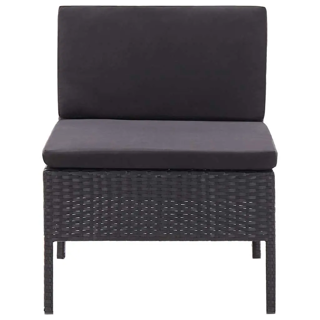 Garden Lounge Set Modular PE Rattan 3 Piece Outdoor Furniture Black