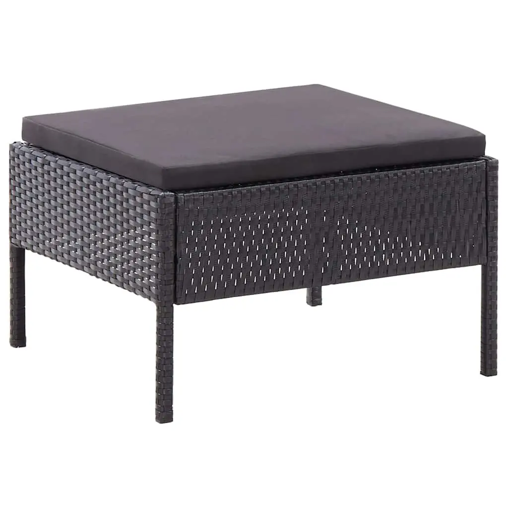 Garden Lounge Set Modular PE Rattan 3 Piece Outdoor Furniture Black