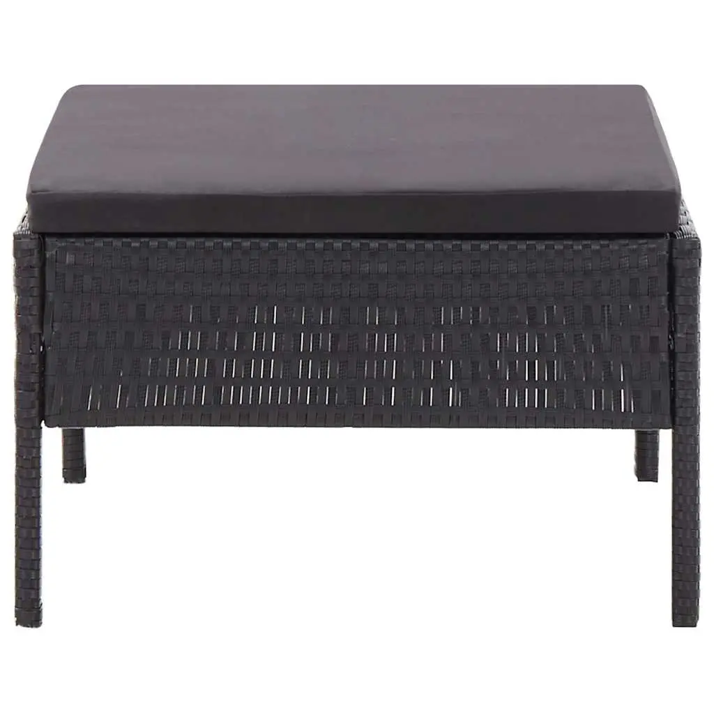 Garden Lounge Set Modular PE Rattan 3 Piece Outdoor Furniture Black