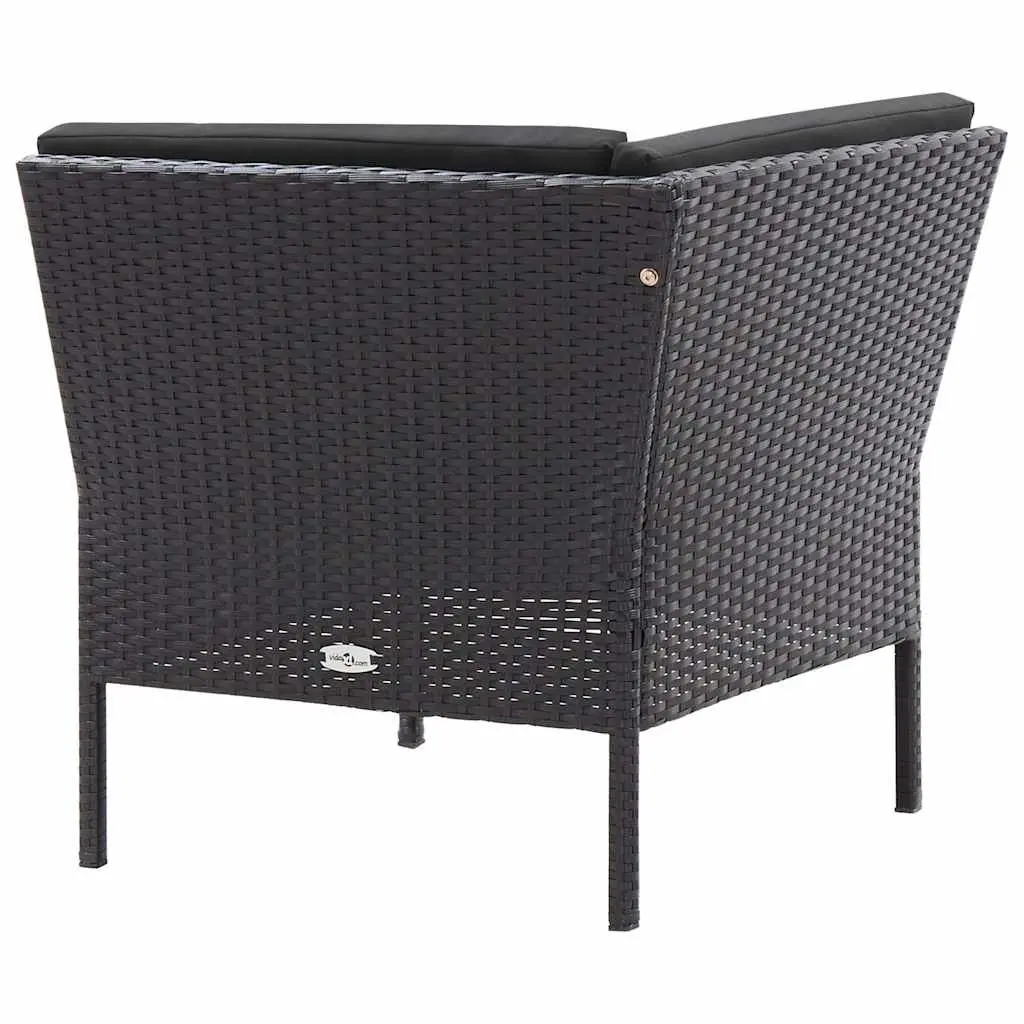 Garden Lounge Set Modular PE Rattan 3 Piece Outdoor Furniture Black