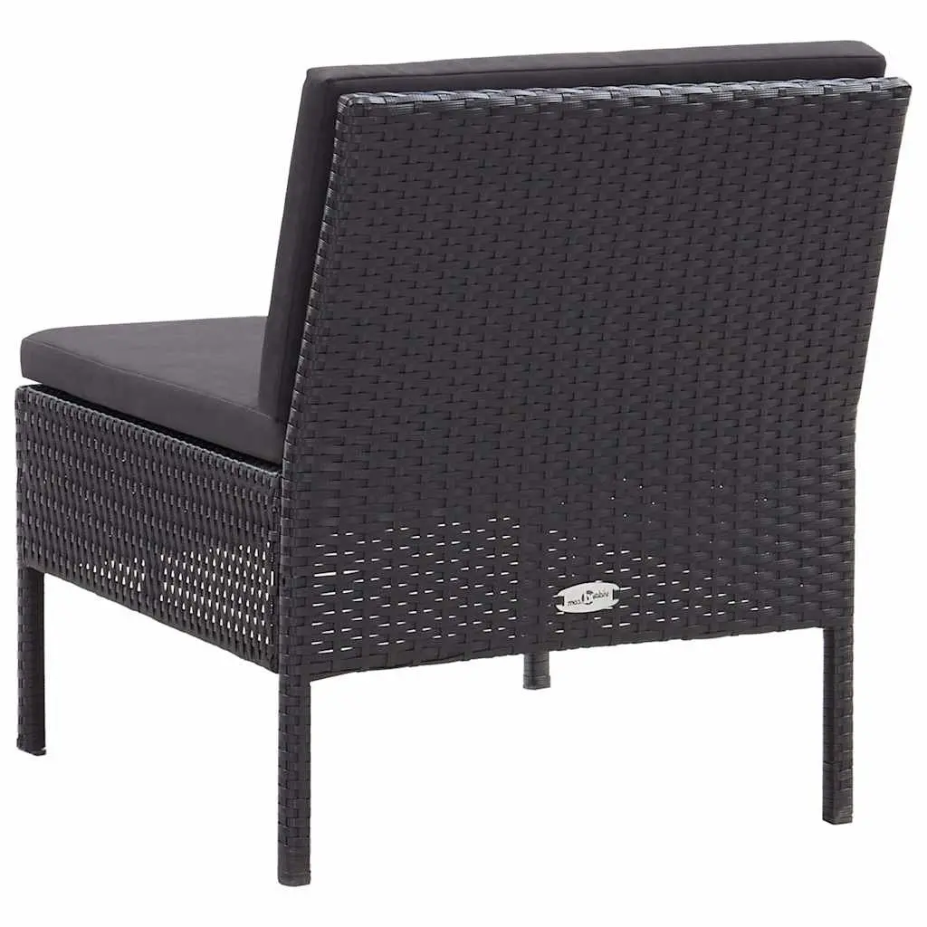 Garden Lounge Set Modular PE Rattan 3 Piece Outdoor Furniture Black