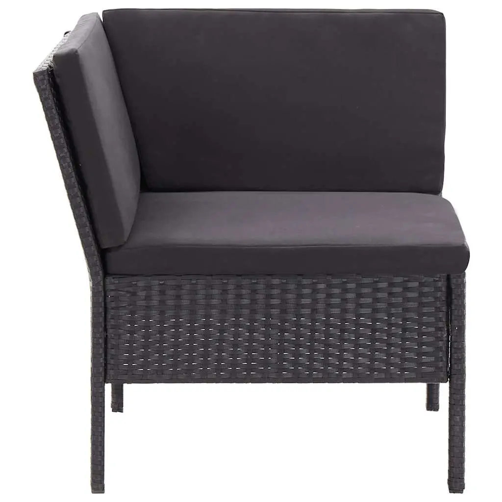 Garden Lounge Set Modular PE Rattan 3 Piece Outdoor Furniture Black