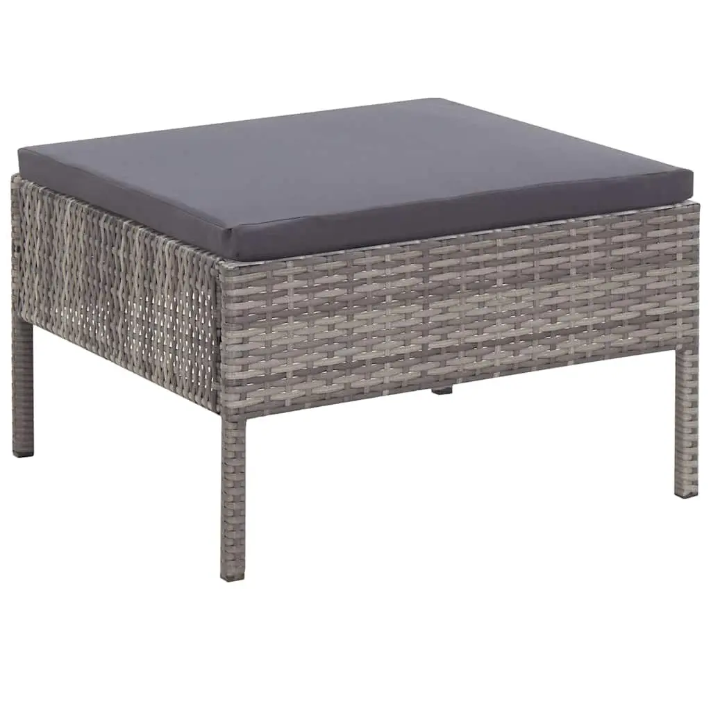 3 Piece Modular Lounge Set PE Rattan Outdoor Sofa with Cushions Grey