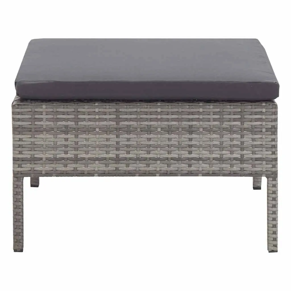 3 Piece Modular Lounge Set PE Rattan Outdoor Sofa with Cushions Grey